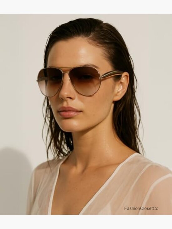 Retro Oversized Aviator Sunglasses - Gold Metal Frame UV400 Driving main image 4